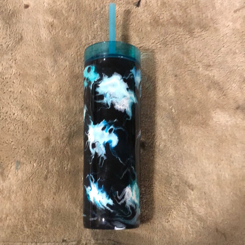 Homemade cup… black and blue marble..